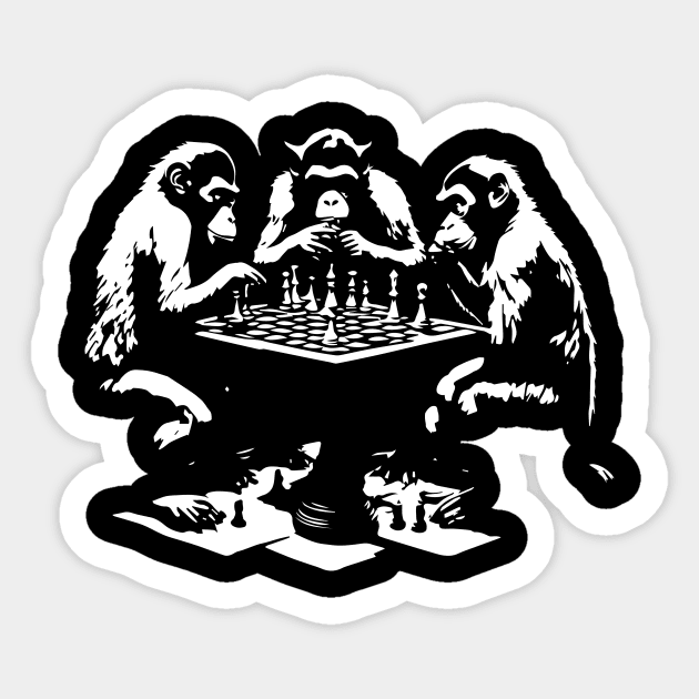 Monkeys playing chess Sticker by lkn